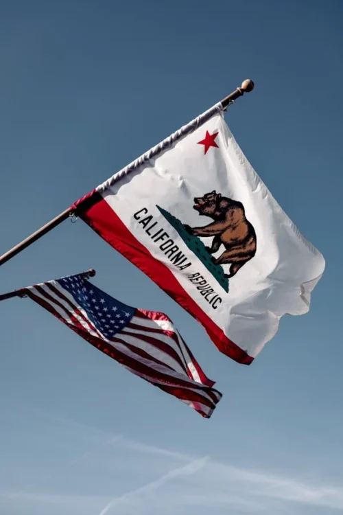 california and u.s.a flags